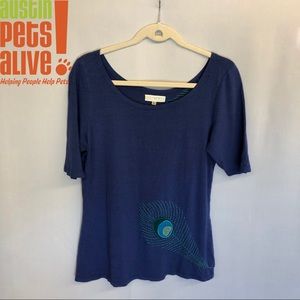 Peacock Feather Synergy Embroidered Top